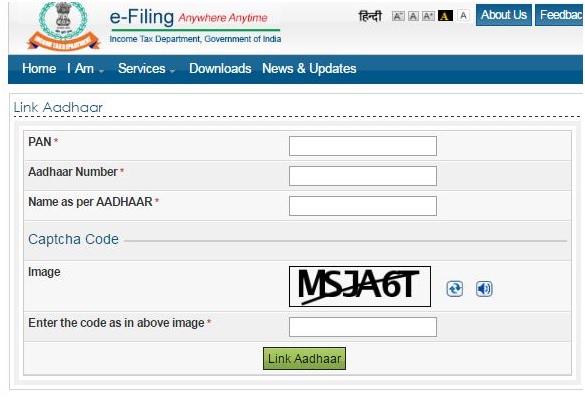 link aadhaar card with pan