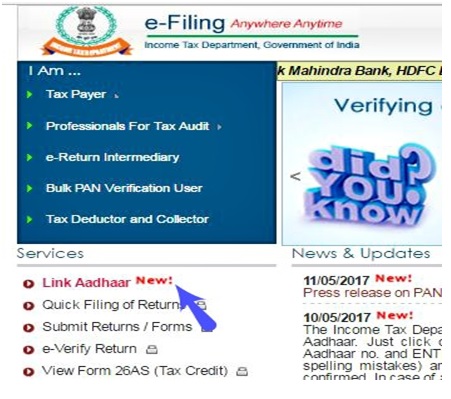 link aadhar with pan
